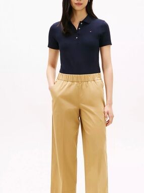 Tommy Hilfiger Womens THFLEX Wide Leg High Rise Pants in Light Beige